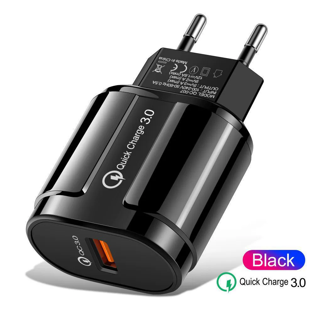 QC3.0 однотонный быстрой зарядкой двойной USB адаптер для мобильного телефона три USB быстрые наполненные аксессуары многопортовый зарядный головка 18Вт
