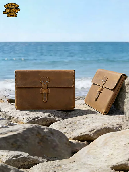Western Warriors First-Layer Cowhide Tablet Bag