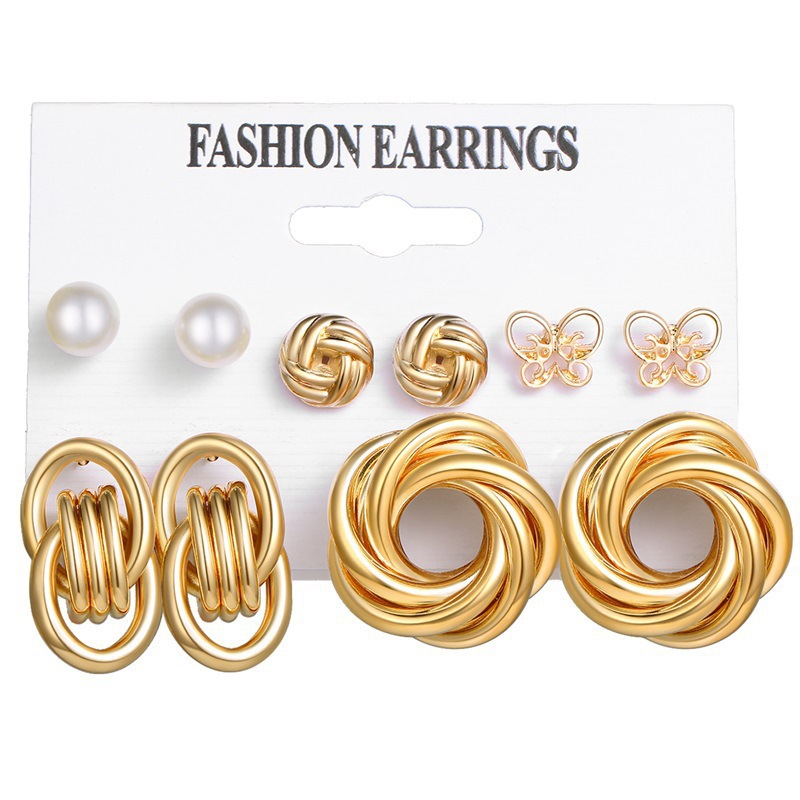 Fashion Irregular Butterfly Metal Plating Ear Studs 6 Pairs display picture 4