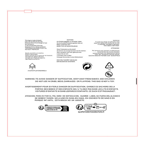 Safety warning clothing zipper bag clothing packaging bag frosted transparent plastic bag universal warning label thick self-sealing bag