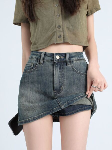 Retro summer denim skirt