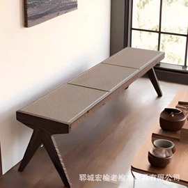 老榆木长条凳侘寂风餐凳家用客厅休闲凳子实木凳家用玄关换鞋凳