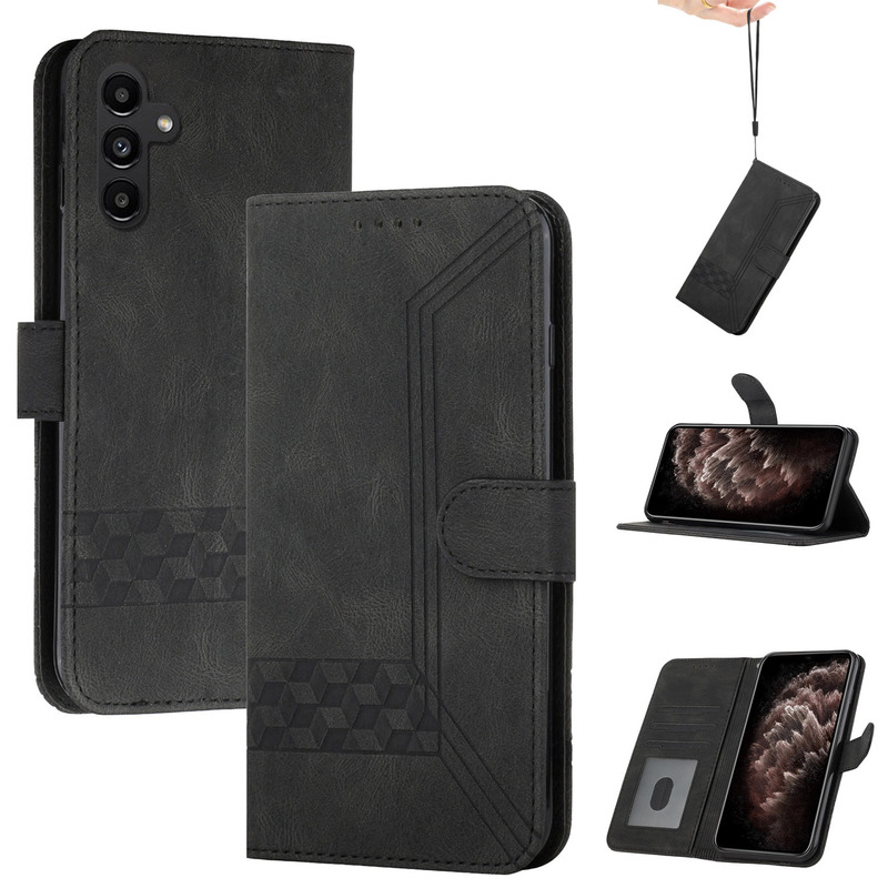 New Model Suitable for Samsung A57 Striped Leather Phone Case A04E/A15 Flip Cover with Card Slot and Clasp