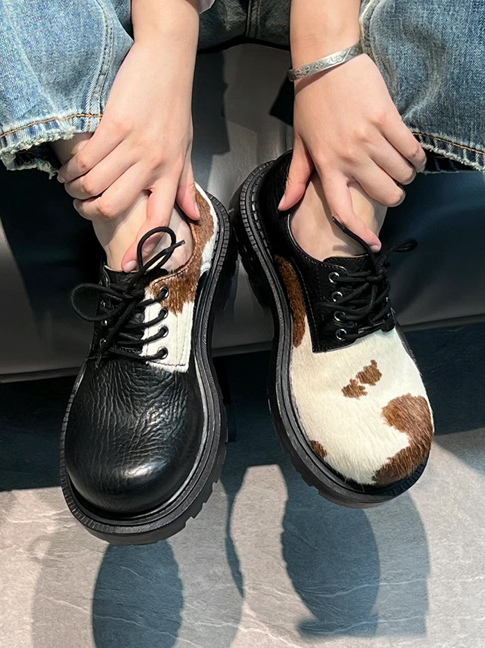 Ma Mao Derby for Men and Women Same Style Milk Mandarin Duck Small Lace up Heels Thick Sole Soft Leather Single Casual_voghion.com