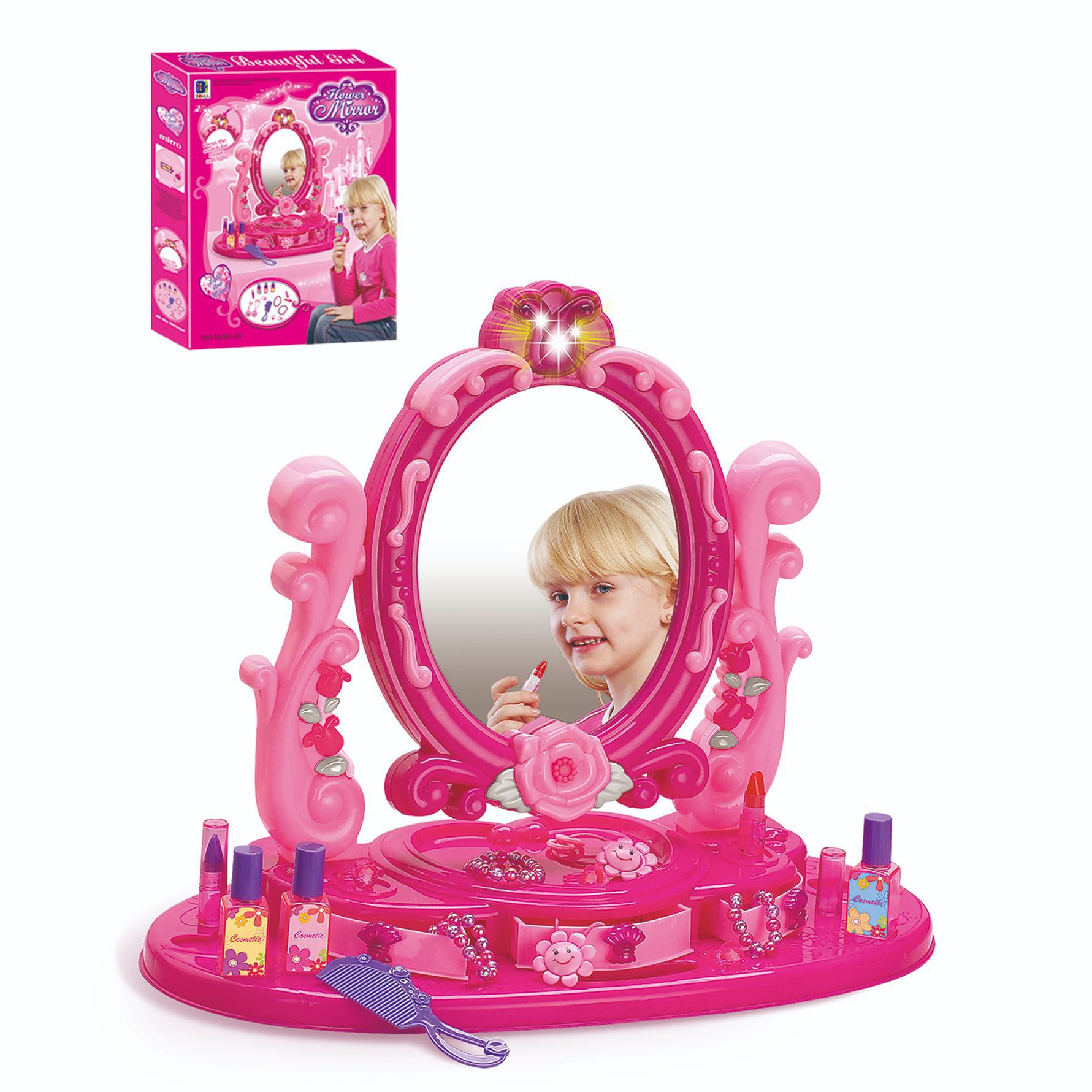Princesa infantil梳妆台 luces y música para el hogar accesorios simulación conjunto de juguetes para vestir para el hogar transfronterizo