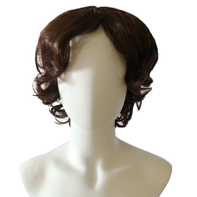European and American Style Mature Versatile Cheap Full Head Wig Short Curly Wig for Men and Women Middle-Aged and Young Students