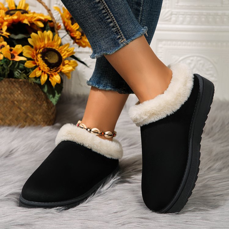 New type of warm snow boots with extra fleece outdoor non-slip home cotton shoes_voghion.com