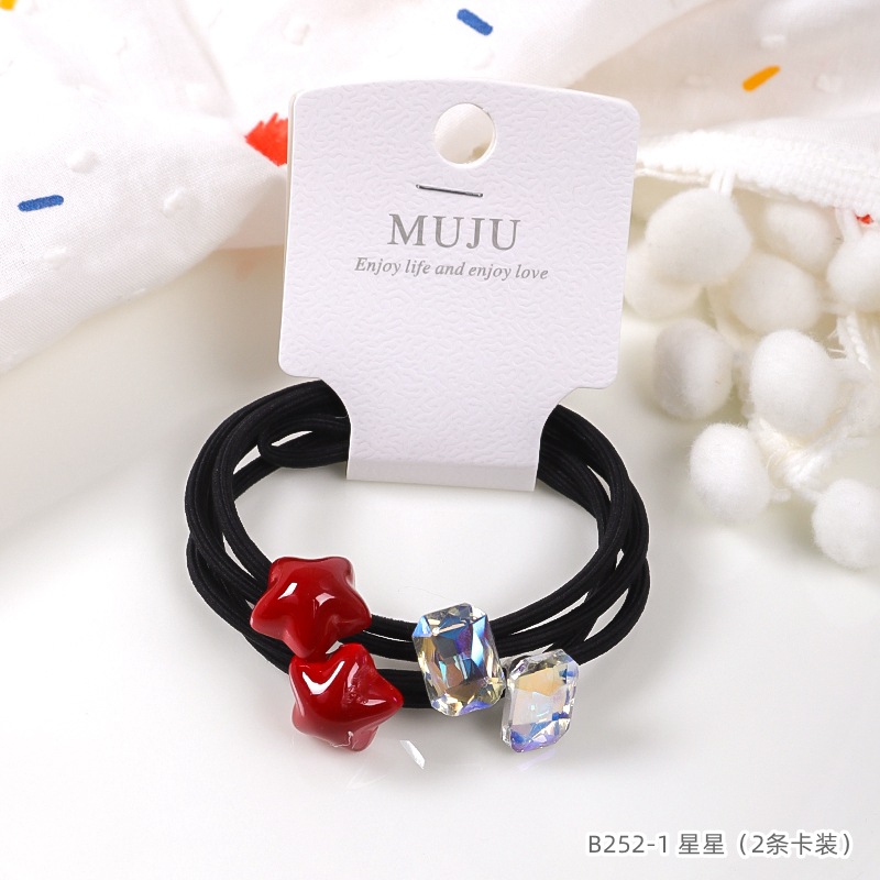 [Carga de tarjeta] sensación de alto nivel coreano de cabello de código de barras de moda de alta elasticidad de cabello anillo de cabello correa de cola de caballo