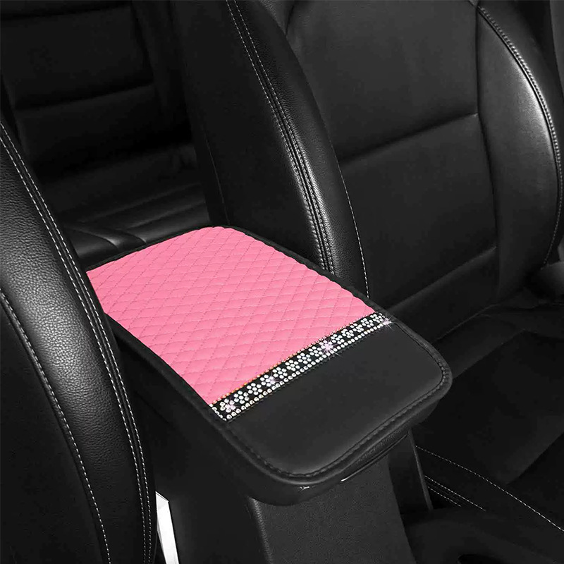 Rhinestone-studded leather anti-slip car armrest box pad protective cover, universal for all seasons, cross-border bestseller, central armrest pad