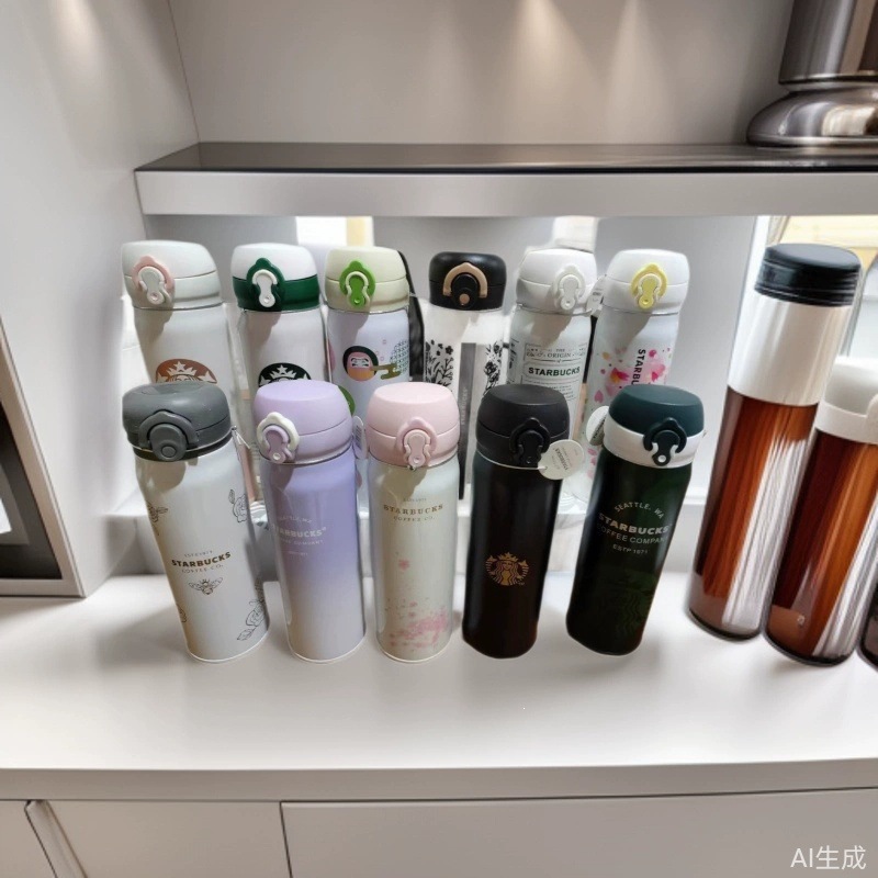 爆款星爸爸新款情侣保温杯304不锈钢500ml便携联盟款弹跳式保温杯