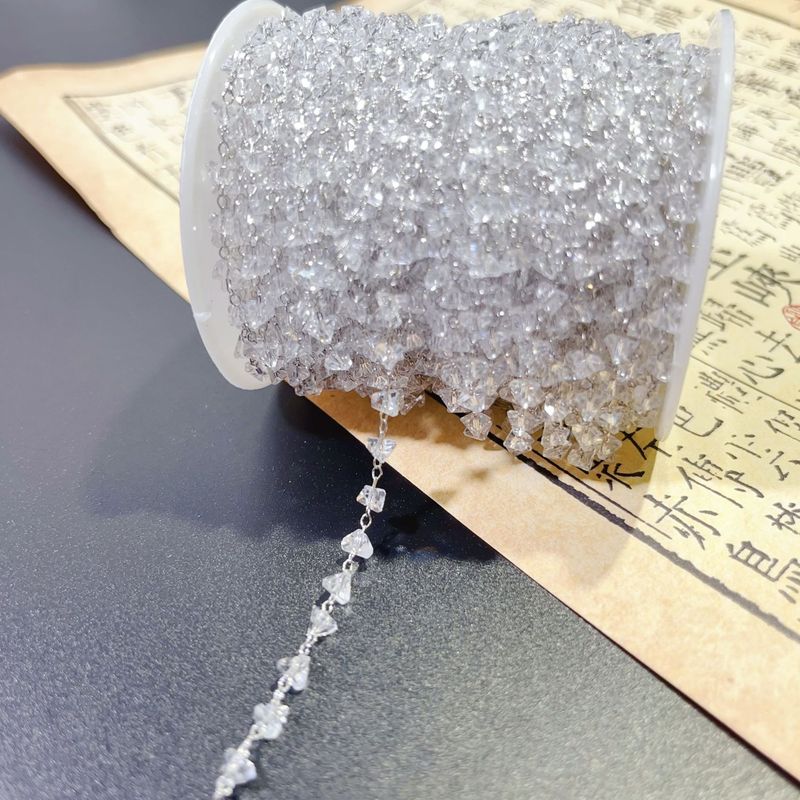 純銅保色三角水晶チェーン古風ヘアピン流蘇材料diy水晶チェーン手作りアクセサリー部品|undefined