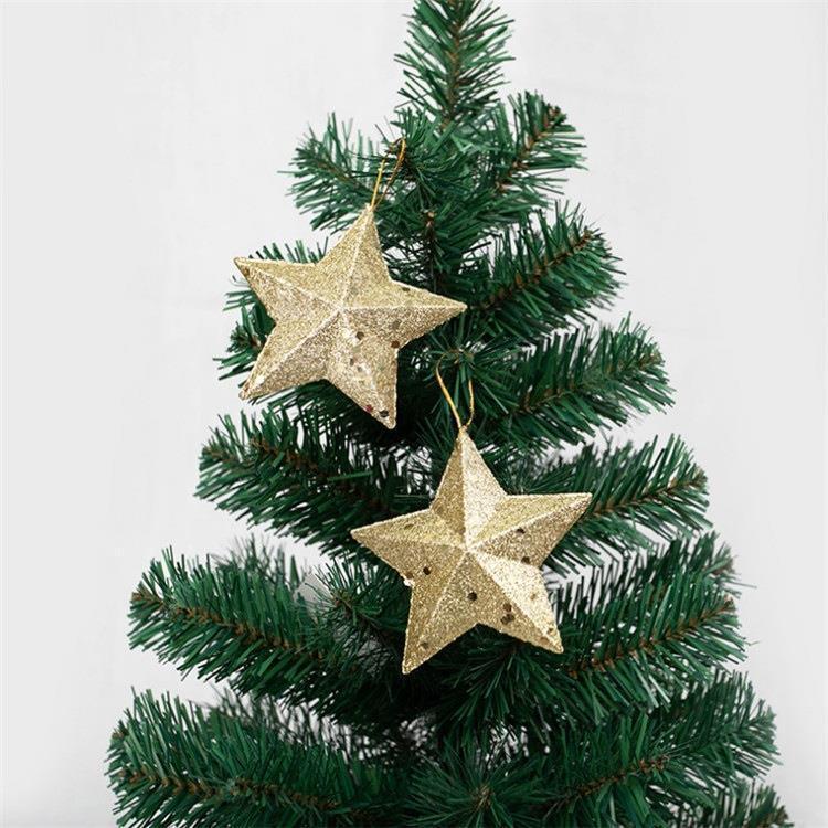 クリスマスクリスマスツリー装飾品6個/バッグ五芒星ペンダント装飾部品クリスマスツリー粉星スポット|undefined