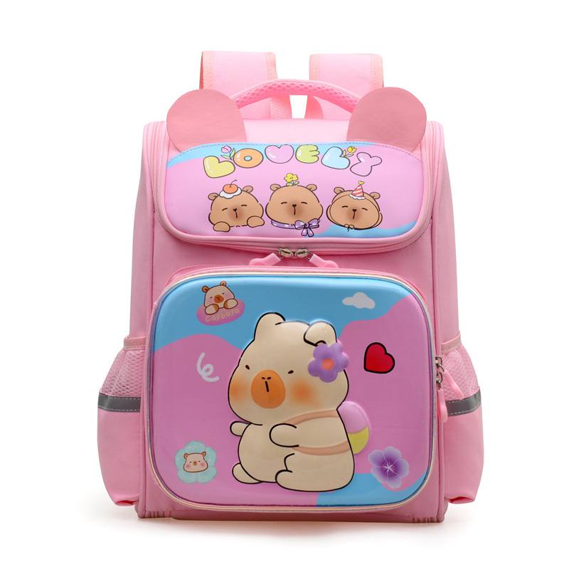 Kapibara mochila infantil de dibujos animados lindas mochila de niñas de grado uno, dos y tres niños mochila ligera