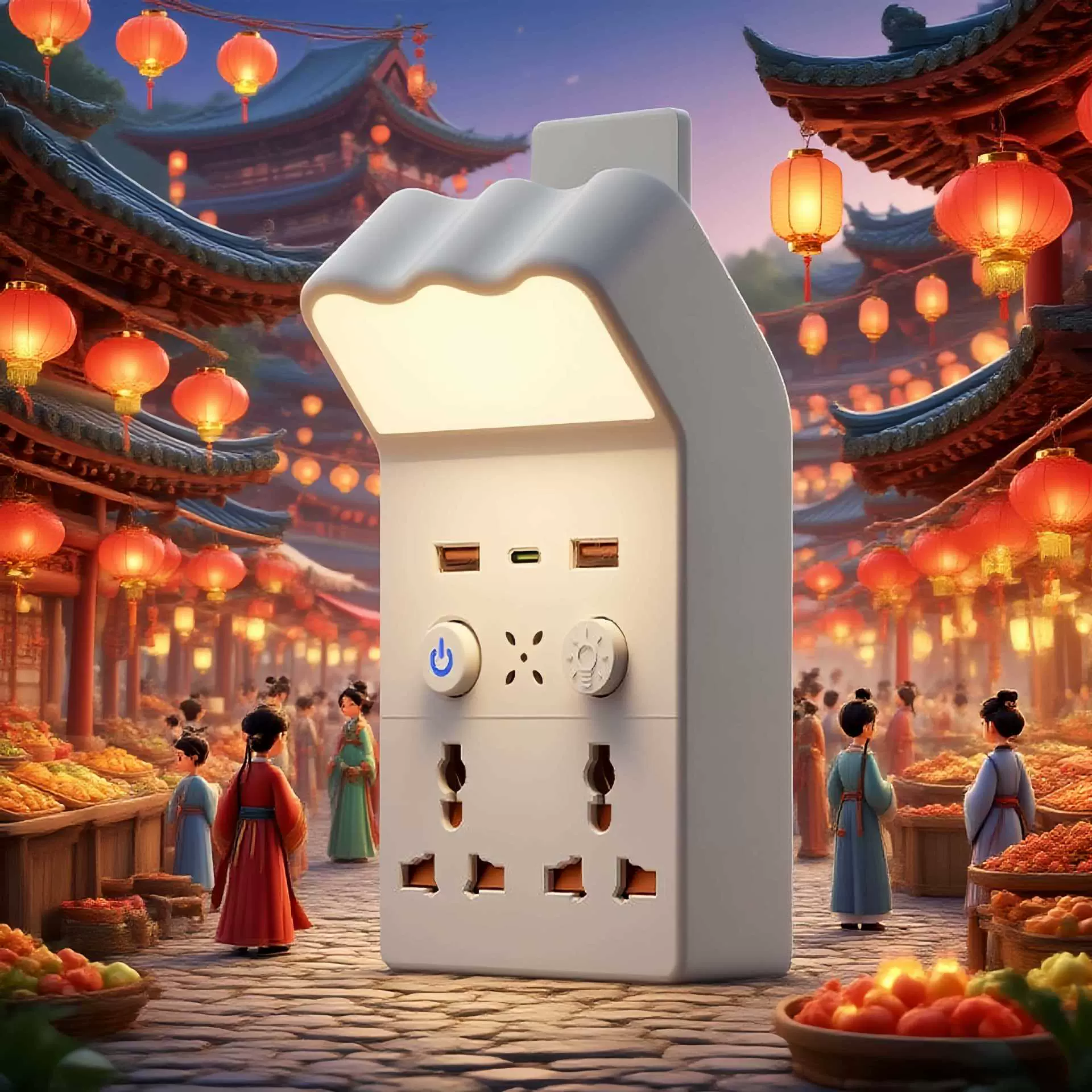 英规美规通用孔跨境床头小夜灯带插座式照明灯一体插电壁灯睡眠灯