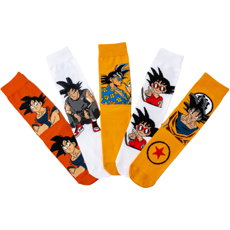 Four Seasons Anime Dragon Ball Calcetines de moda Calcetines para hombres Dragon Ball para hombres Fabricantes de algodón para mujeres Fabricante de Sun Wukong Calcetines de comercio exterior de tubo medio