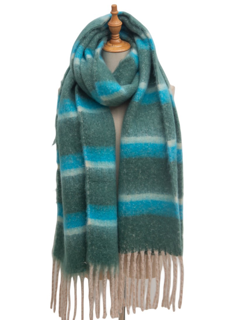 770g Weight Scarf Classification Daily Occasion Polyester Material Stripe Pattern Autumn&Winter Season Women's Gender Tassel Design Casual, Simple Style Style Women's Casual Simple Style Stripe Polyester Tassel Scarf 14