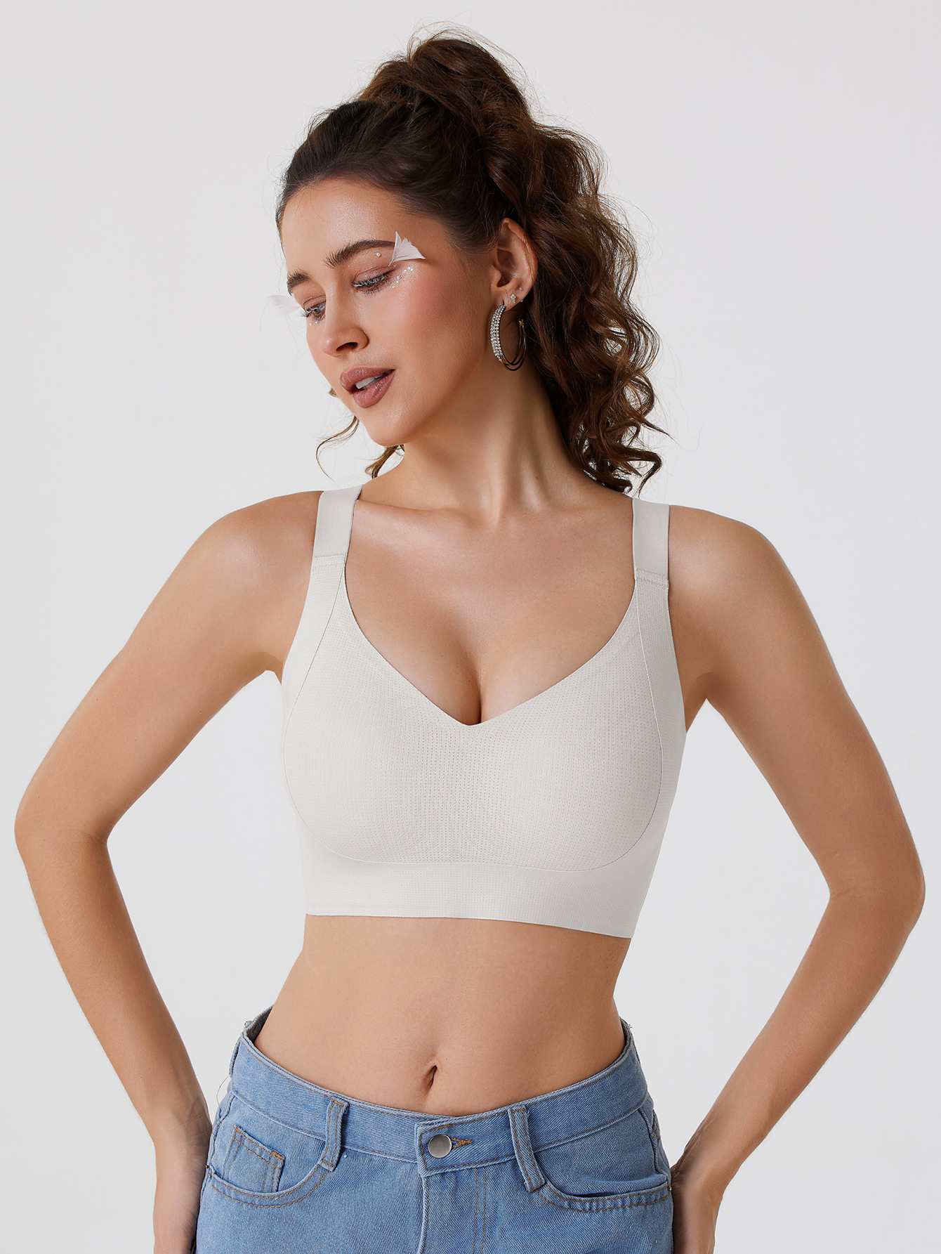 Transfronterizo Amazon tracción sin marca ropa interior mujer se reúne sin anillo de acero barra de jalea de soporte suave anti-prolapso sujetador súper suave