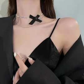 项链女锁骨链2020年新款蝴蝶结小众轻奢choker2021项圈配饰脖颈链