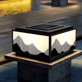 太阳能灯柱头灯围墙大门庭院户外防水感应不锈钢新款山水灯具批发