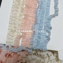 FL宽1cm花边白色奶黄色生成色浅蓝色浅粉色等缩褶无弹边花边1米价