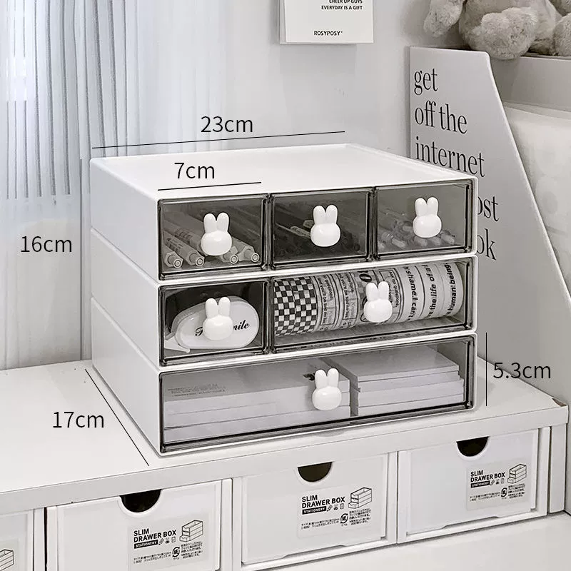 Desktop Acrylic Storage Box, Transparent 3-Layer Stackable Drawer Organizer for Desk and Dorm