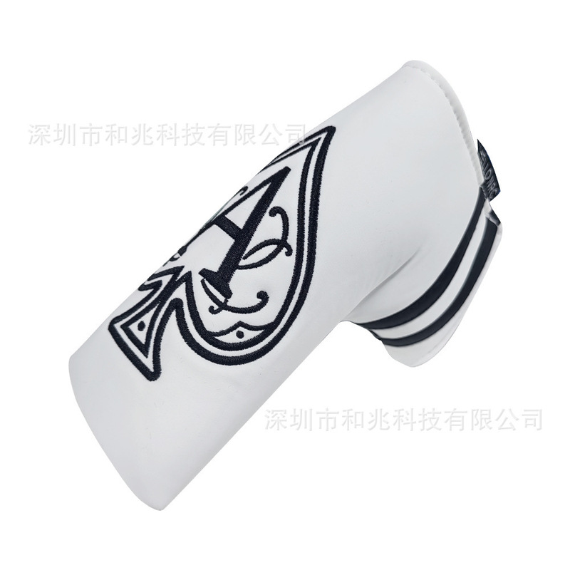 高尔夫推杆套L型可爱卡通刺绣 一字型PU防水磁吸魔术贴直条球杆套|undefined
