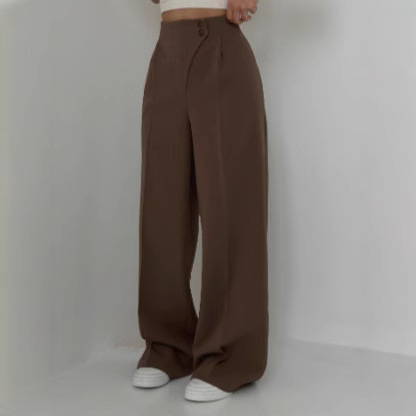 Qadın üçün düz şalvar, düyməli, slim model