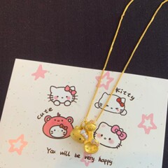 Xiaohongshu 人気のハローキティ猫ペンダントネックレスゴールデン新しい鎖骨チェーンハローキティ甘くてかわいい