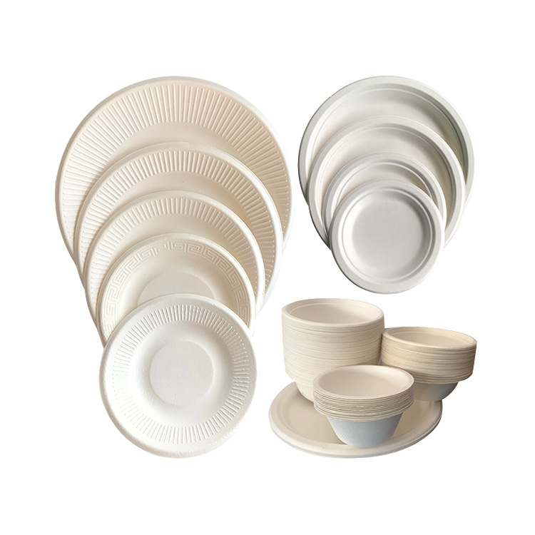 Placa de papel desechable Placa de papel Pulpa de caña de azúcar degradable Placa de cena Placa de pastel de cumpleaños Placa de pintura de bricolaje Placa de barbacoa de picnic