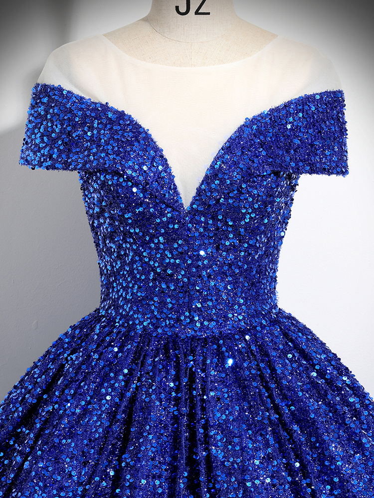 Una palabra hombro vestido de noche mujer esquinilla escenario solo vestido de exámenes de arte vocal reunión anual temperamento al por mayor