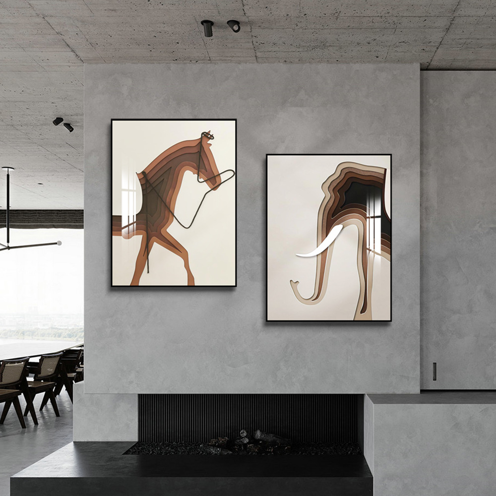 Brno luz de lujo hueco pintura pasillo pintura decorativa pared abstracta caballo sala de estar vertical de alta gama pintura real