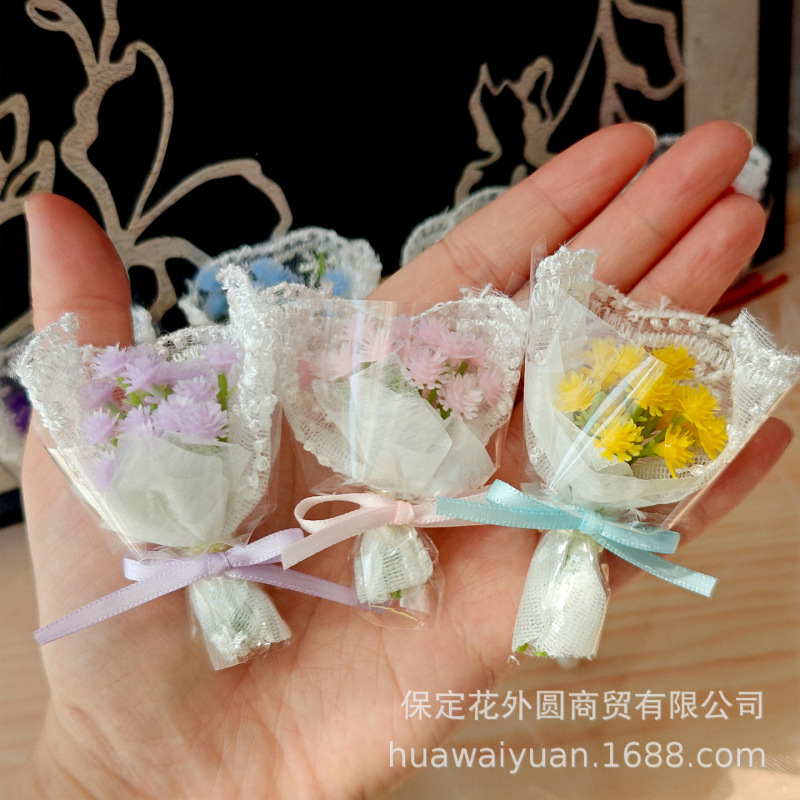 迷你仿真满天星小花束手捧花戴露贝儿娃娃DIY装饰镶钻饰品配件|undefined