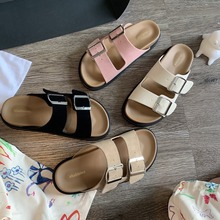 葡萄妈studiolee夏季新款平底一字带方扣厚底沙滩勃肯凉拖鞋女ins
