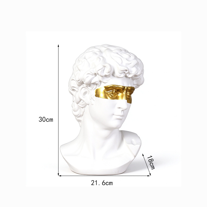 Escultura de David con Ojos Vendados de Resina Decorativa para Decoración del Hogar image 9
