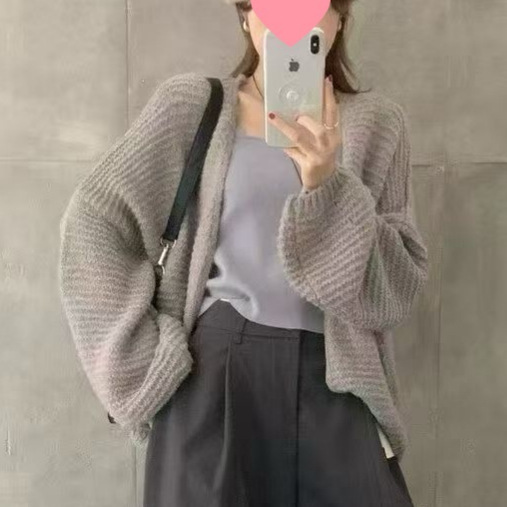Soft and Fluffy Batwing Sleeve New Coat, Lazy Style Versatile Korean Loose Knit Cardigan Women's Sweater