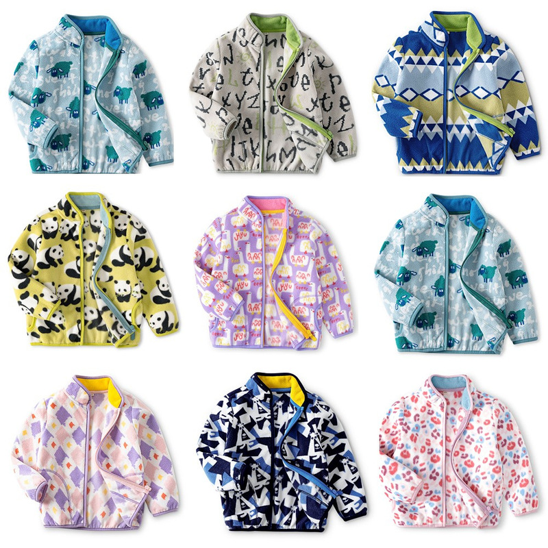 2026 Autumn Children's Polar Fleece Jacket with Stand Collar and Cartoon Geometric Pattern for Boys and Girls, Fleece Jacket for Babies Wy1599 2026 Autumn Children's Polar Fleece Jacket with Stand Collar and Cartoon Geometric Pattern for Boys and Girls, Fleece Jacket for Babies Wy1599