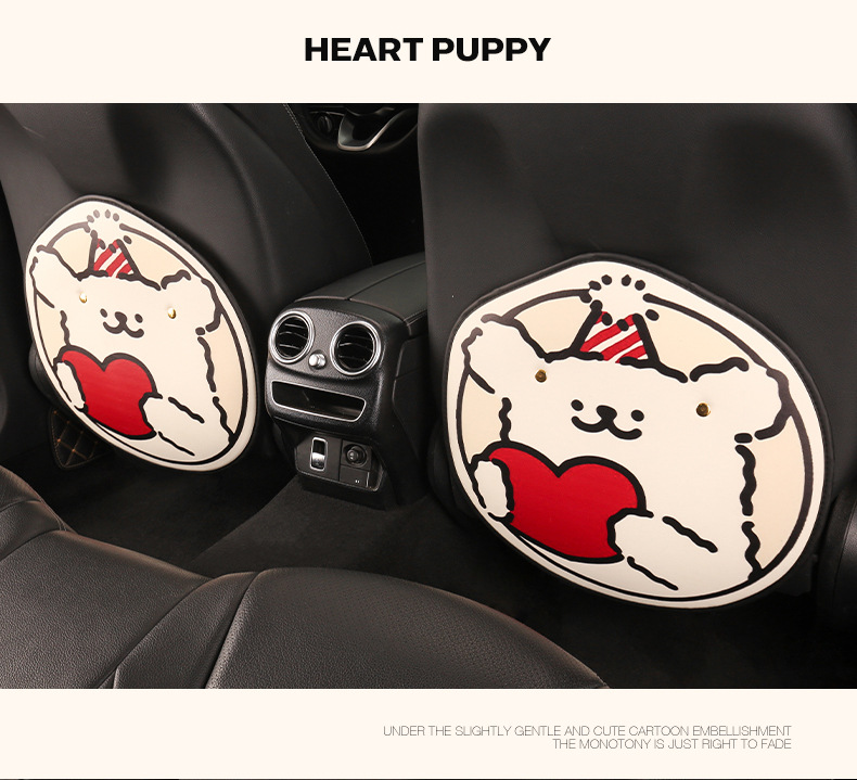 Women's cute puppy cartoon chair back anti-kick cushion car seat chair back anti-dirty anti-fouling cushion back pocket suspension type