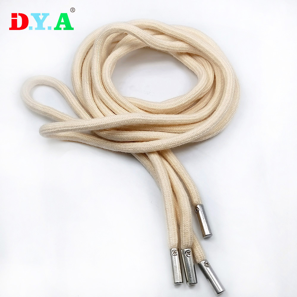 批发涤棉圆绳卫衣帽运动裤绳 裤腰带拉绳 黑白色帽绳 金属头棉绳