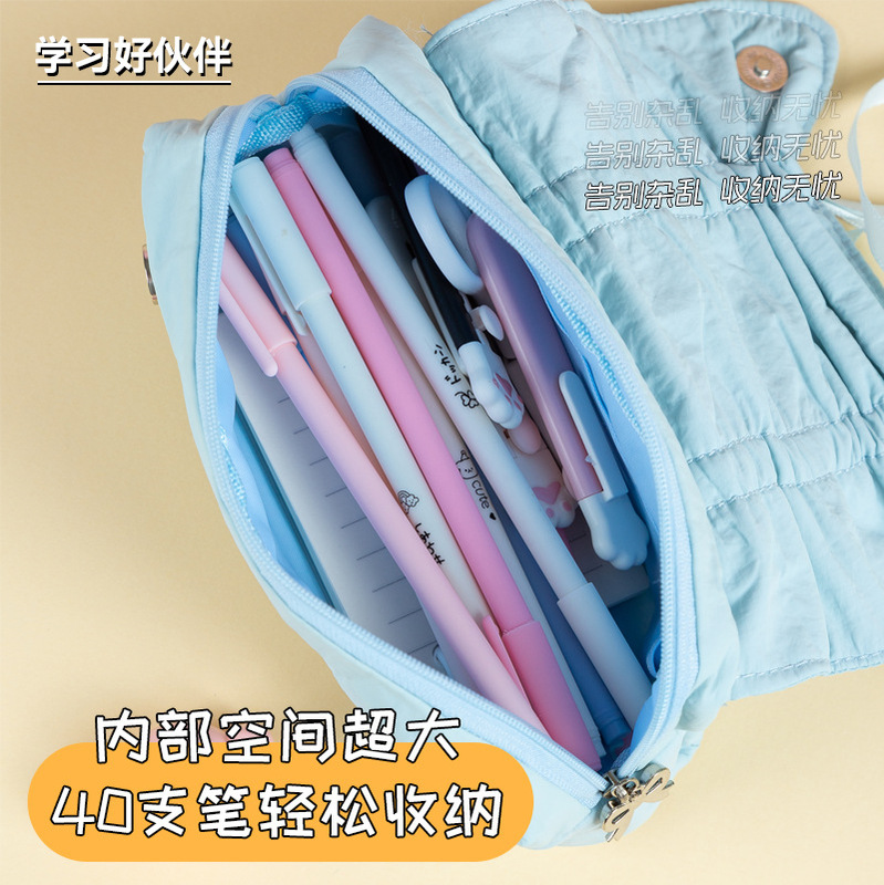 小红书同款马卡龙色蝴蝶结芭蕾笔袋学生高颜值大容量文具收纳袋|undefined