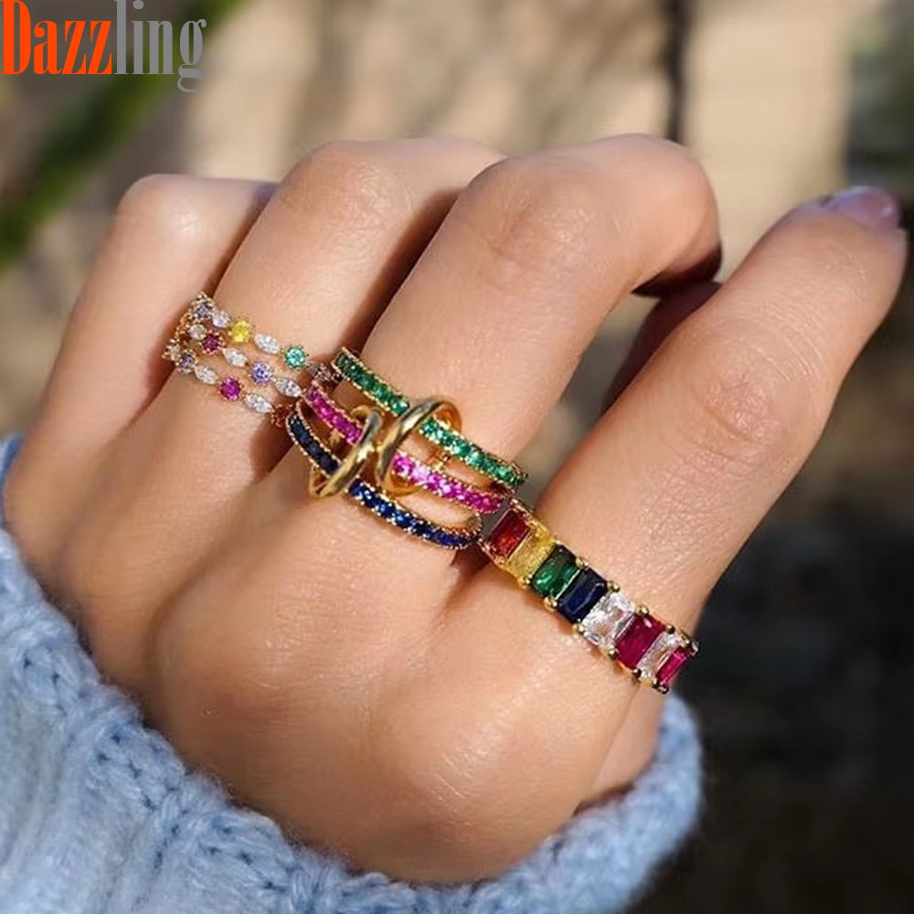 Damen Ring Set Mit Zirkonia Steinen Modisches Accessoire_voghion.com