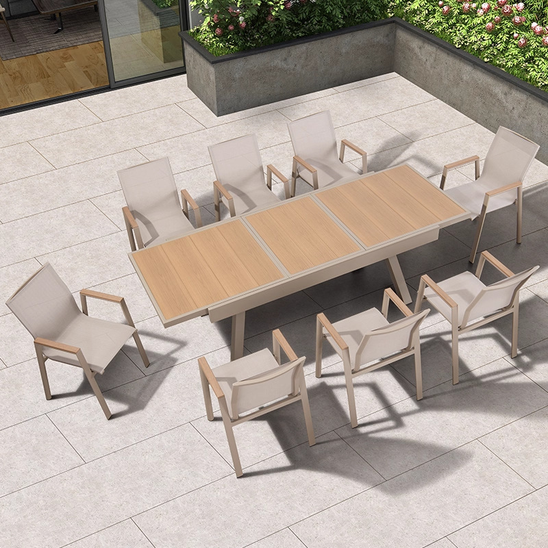 Mesa y silla al aire libre de ocio terraza al aire libre de tres piezas sillas combinadas patio terraza jardín patio telescópico