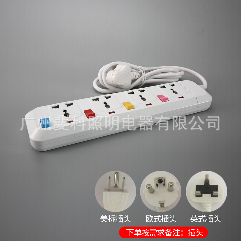 跨境外贸厂家批发万能通用USB英式美式欧标插座排插接线板带开关