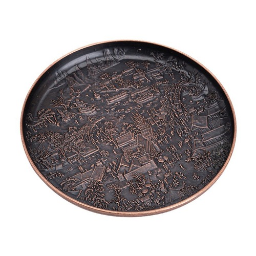 Alloy Round Tea Cup Chinese Retro Heat Insulating Saucer Gongfu Tea Set Home Tea Accessories Burn-Resistant Tea Cup Saucer