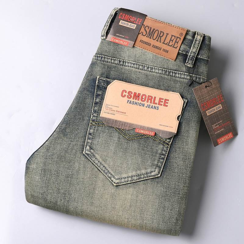 Export Foreign Trade Original European and American Brand Genuine Jeans Men's Autumn and Winter Thick Genuine American Straight Men's Pants