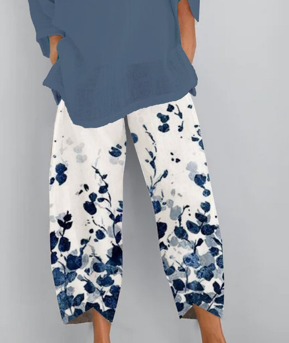 Lino de bambú 2023 nueva primavera suelta moda Impresión digital directa la fábrica pantalones casuales verano