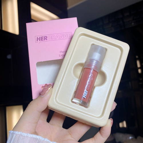 HERORANGE Liquid Blush Milk Tea Nude Pink Rouge Contouring and Brightening Single Color Blush for Students