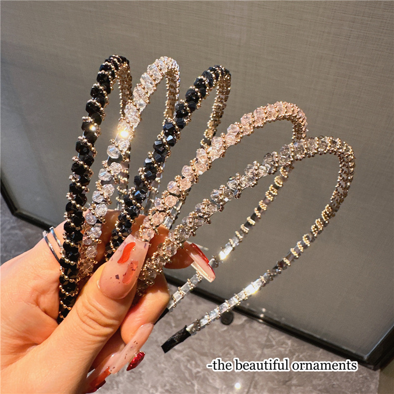 2023年夏の水ドリルの水晶のカチューシャの女性の軽豪華な高級感のカチューシャの気質は簡単です。|undefined