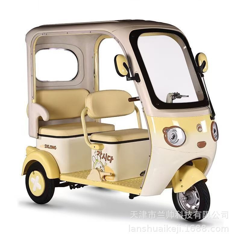 Triciclo Eléctrico de Pasajeros y Carga de 2 Asientos, Motor Diferencial, para Movilidad Personal