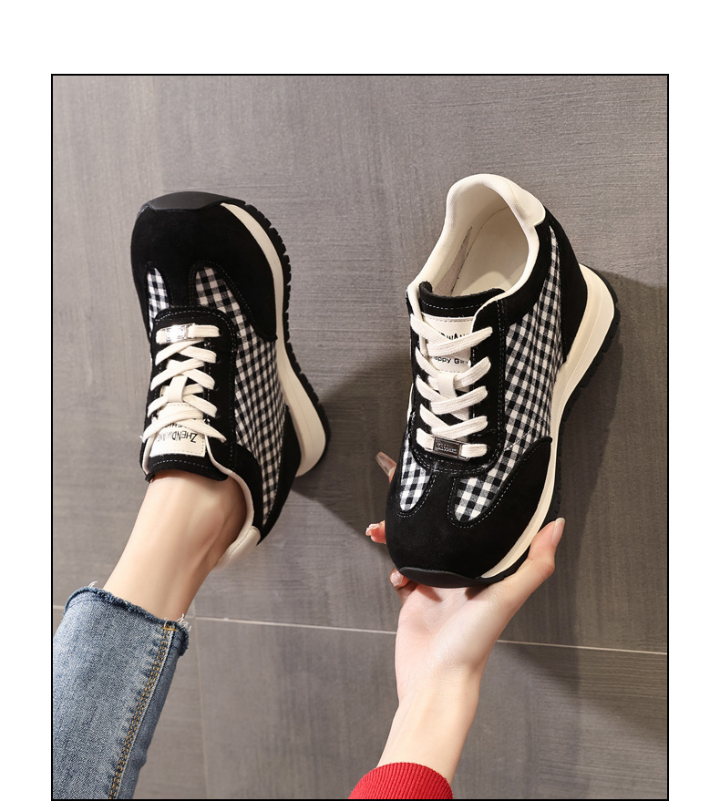 Giày sneaker nữ đế dày tăng chiều cao, phong cách thể thao giải trí — màu đen chi tiết 14
