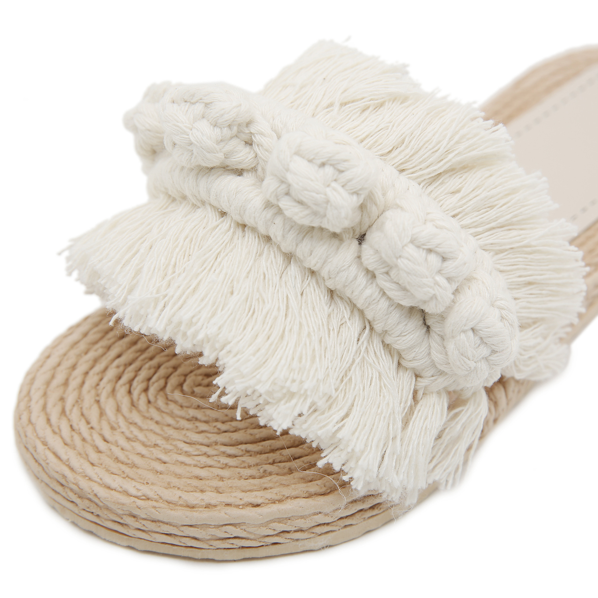 Cordón de algodón tejido a mano con bordas zapatos de mujer de moda de verano zapatos de vacaciones antideslizantes zapatillas de talón plano resistentes al desgaste